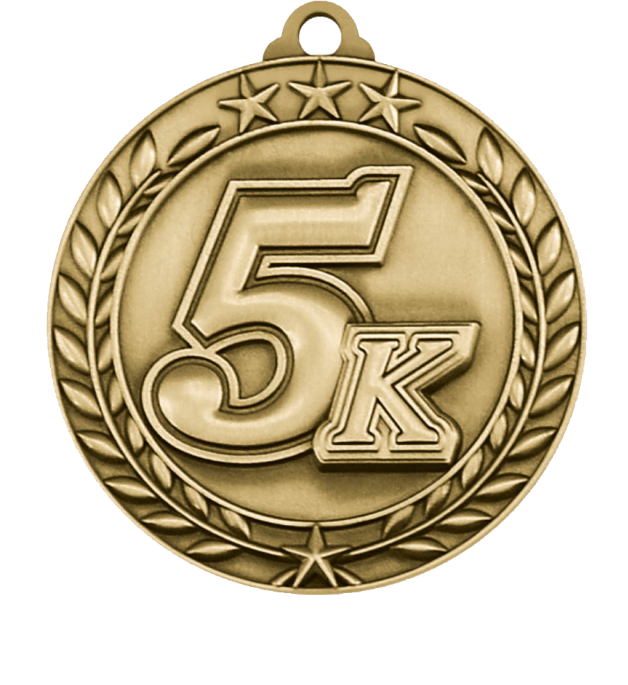 Gold Large Star Wreath 5K Medal