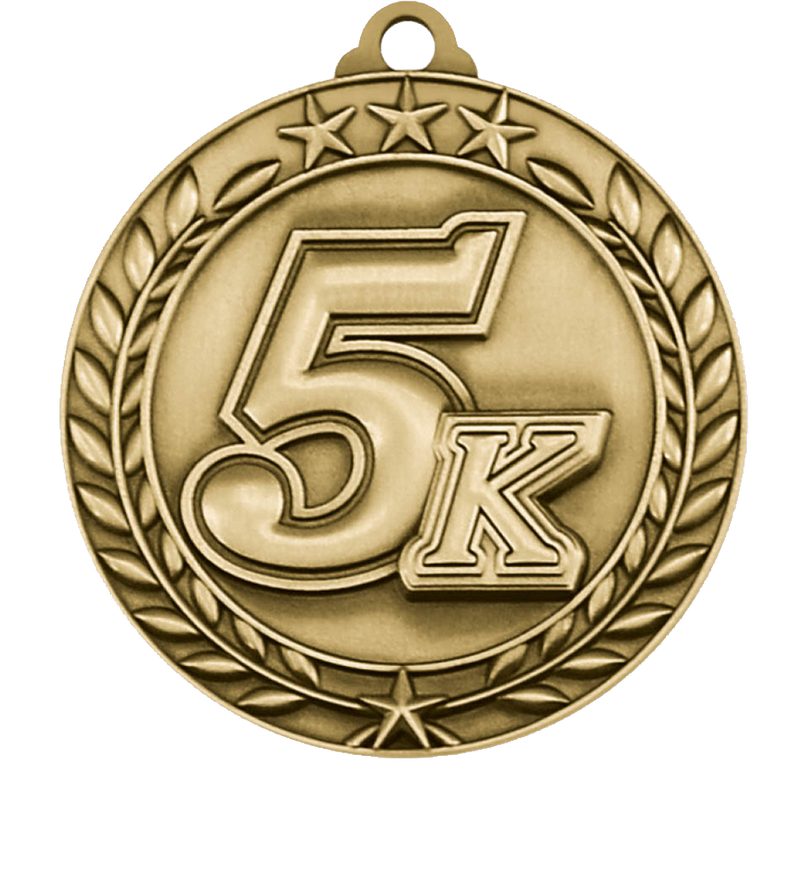 Gold Large Star Wreath 5K Medal