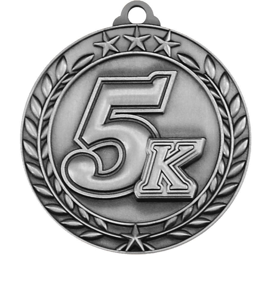 Silver Large Star Wreath 5K Medal