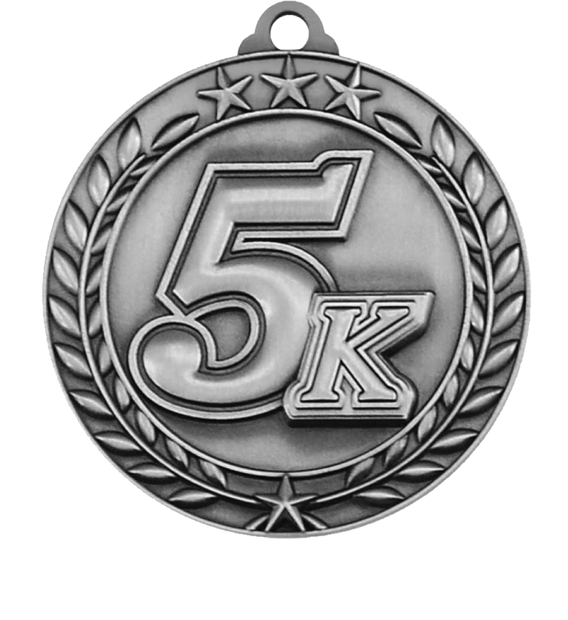 Silver Large Star Wreath 5K Medal