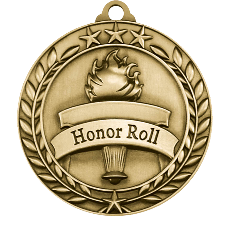 Gold Large Star Wreath Honor Roll Medal