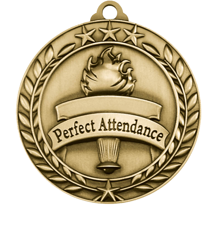 Gold Small Star Wreath Perfect Attendance Medal