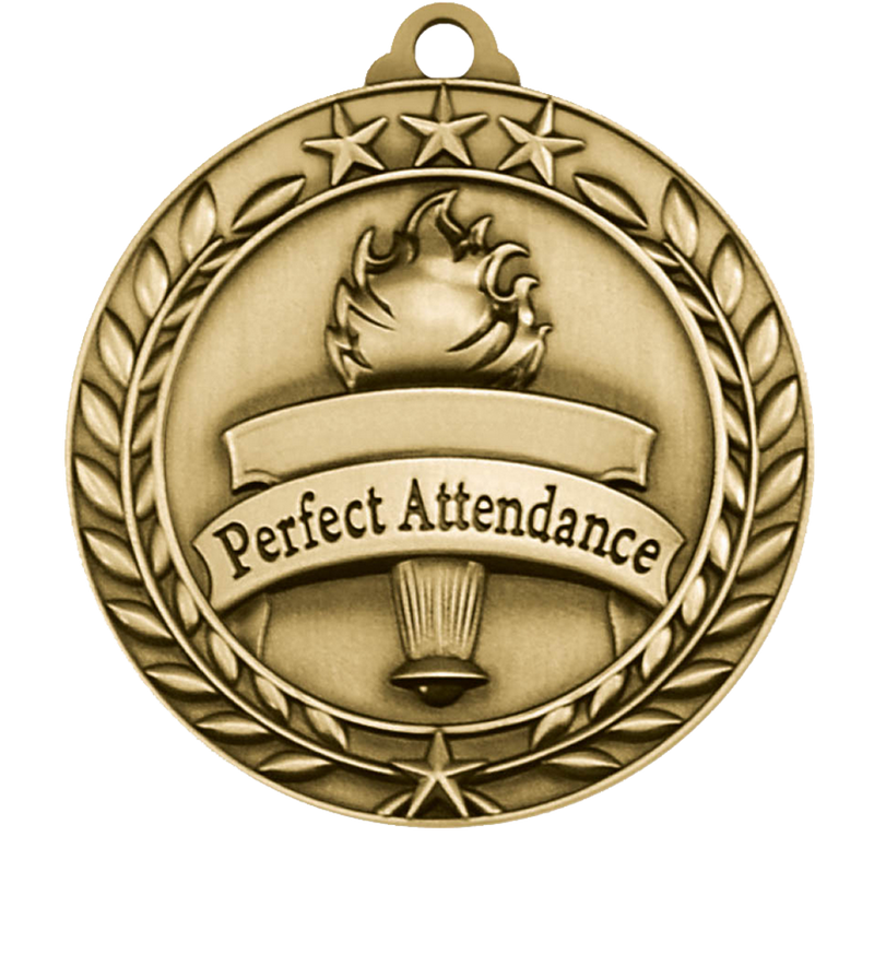 Gold Small Star Wreath Perfect Attendance Medal