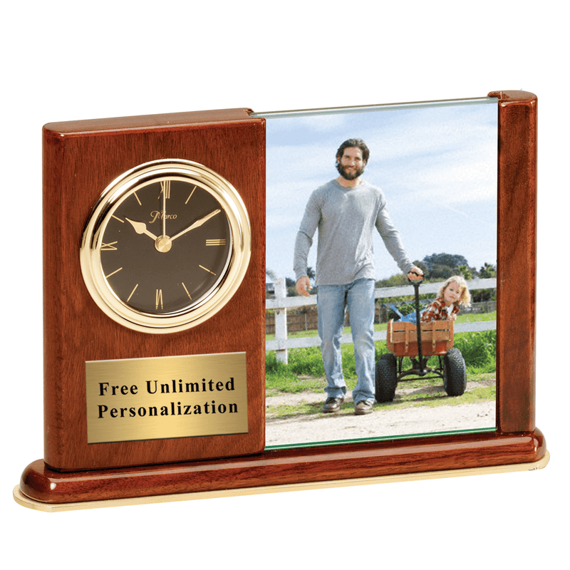 Walnut Clock with Picture Frame