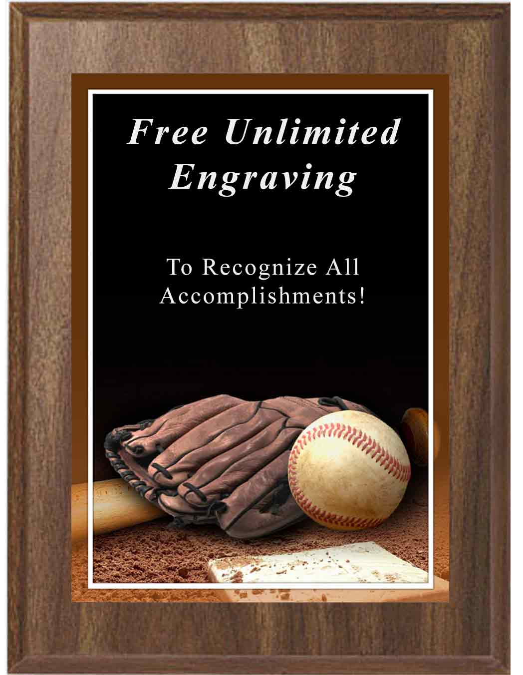 Walnut Sport Photo Baseball Plaque