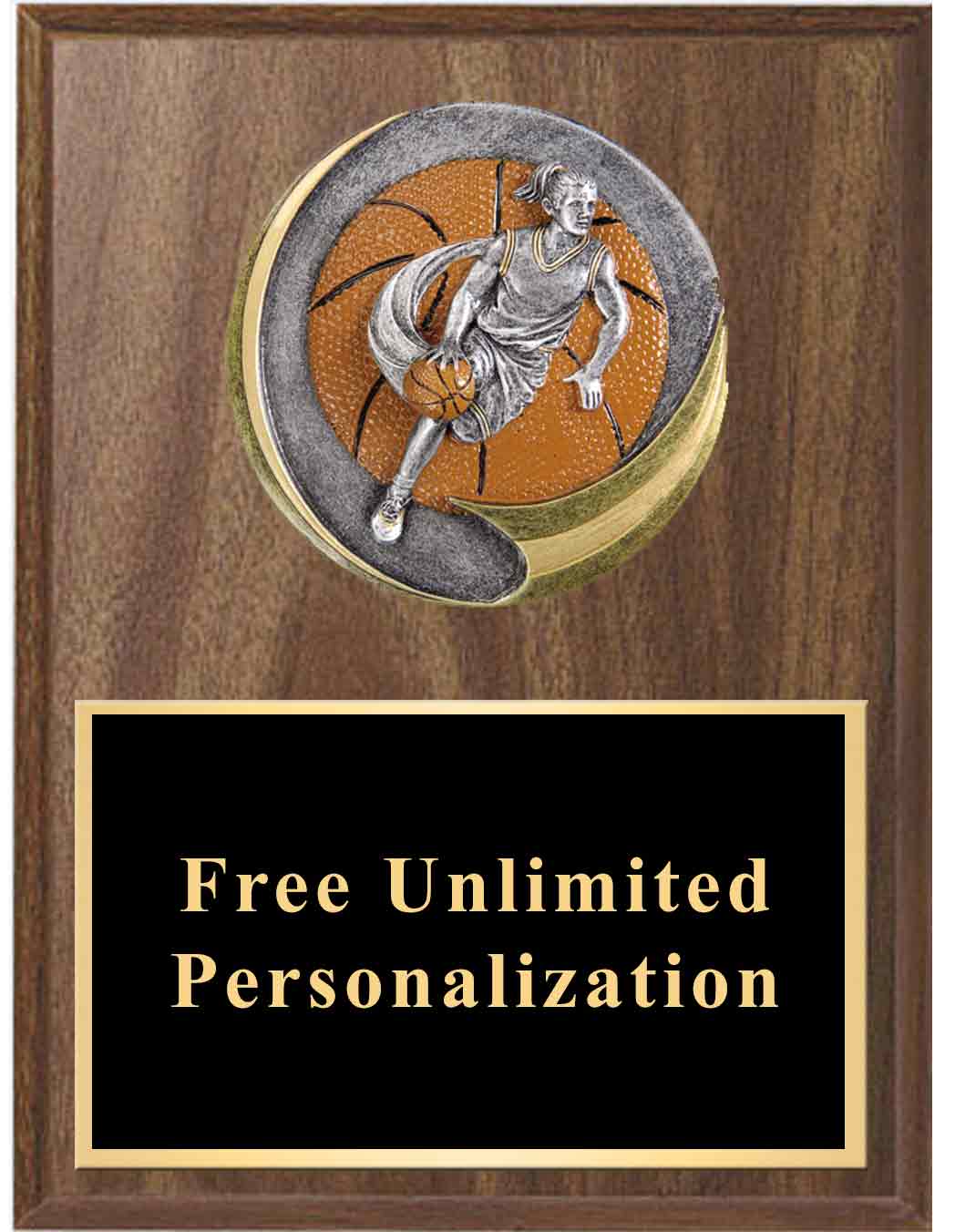 Walnut Motion Xtreme Basketball Plaque - Female