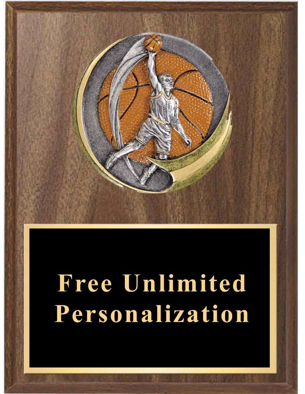 Walnut Motion Xtreme Basketball Plaque - Male