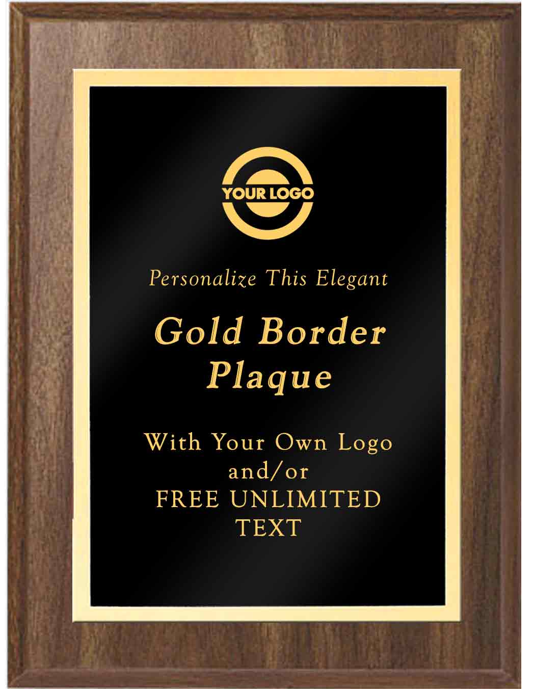 Walnut Classic Gold Border Plaque