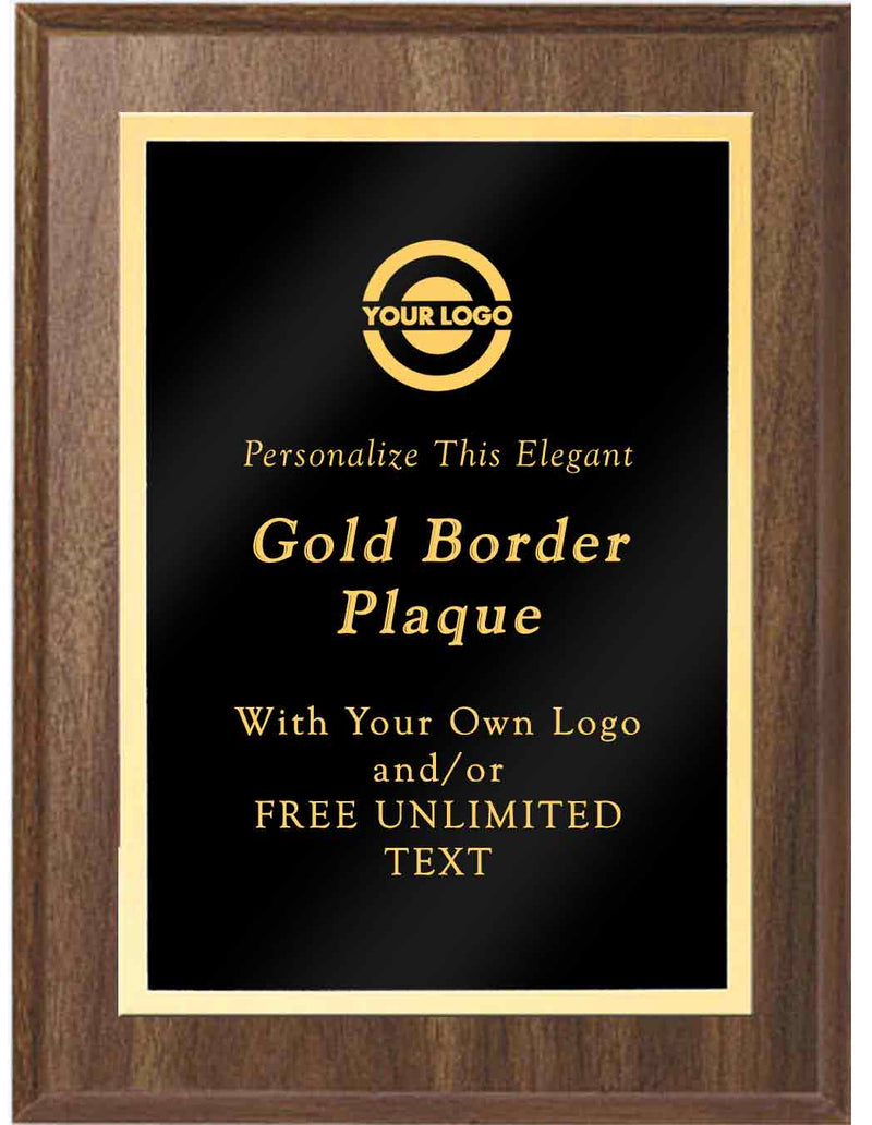 Walnut Classic Gold Border Plaque