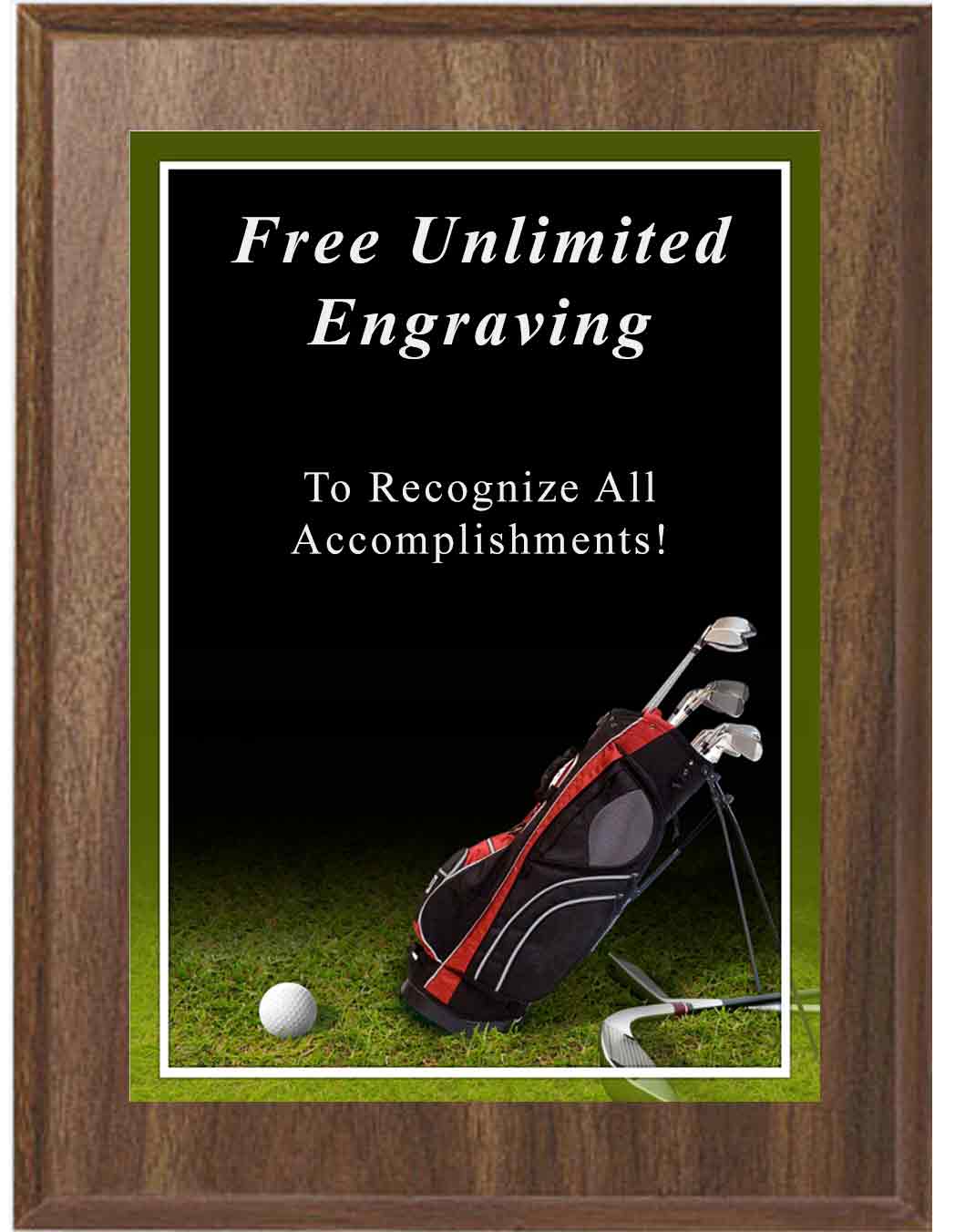 Walnut Sport Photo Golf Plaque