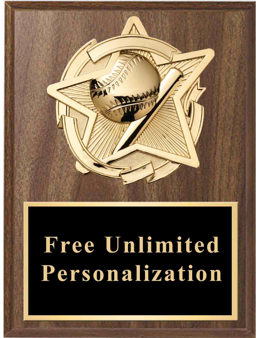 Walnut Gold Star Baseball/Softball Standout Plaque