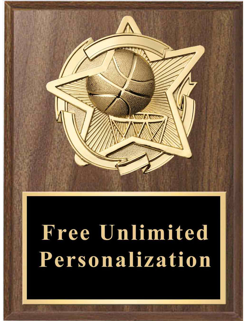 Walnut Gold Star Basketball Standout Plaque