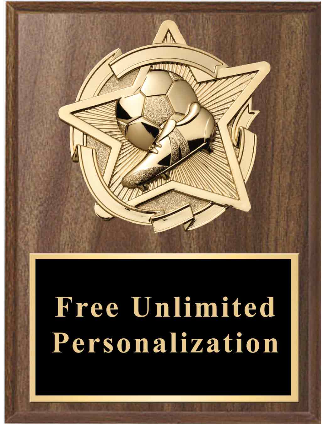 Walnut Gold Star Soccer Standout Plaque