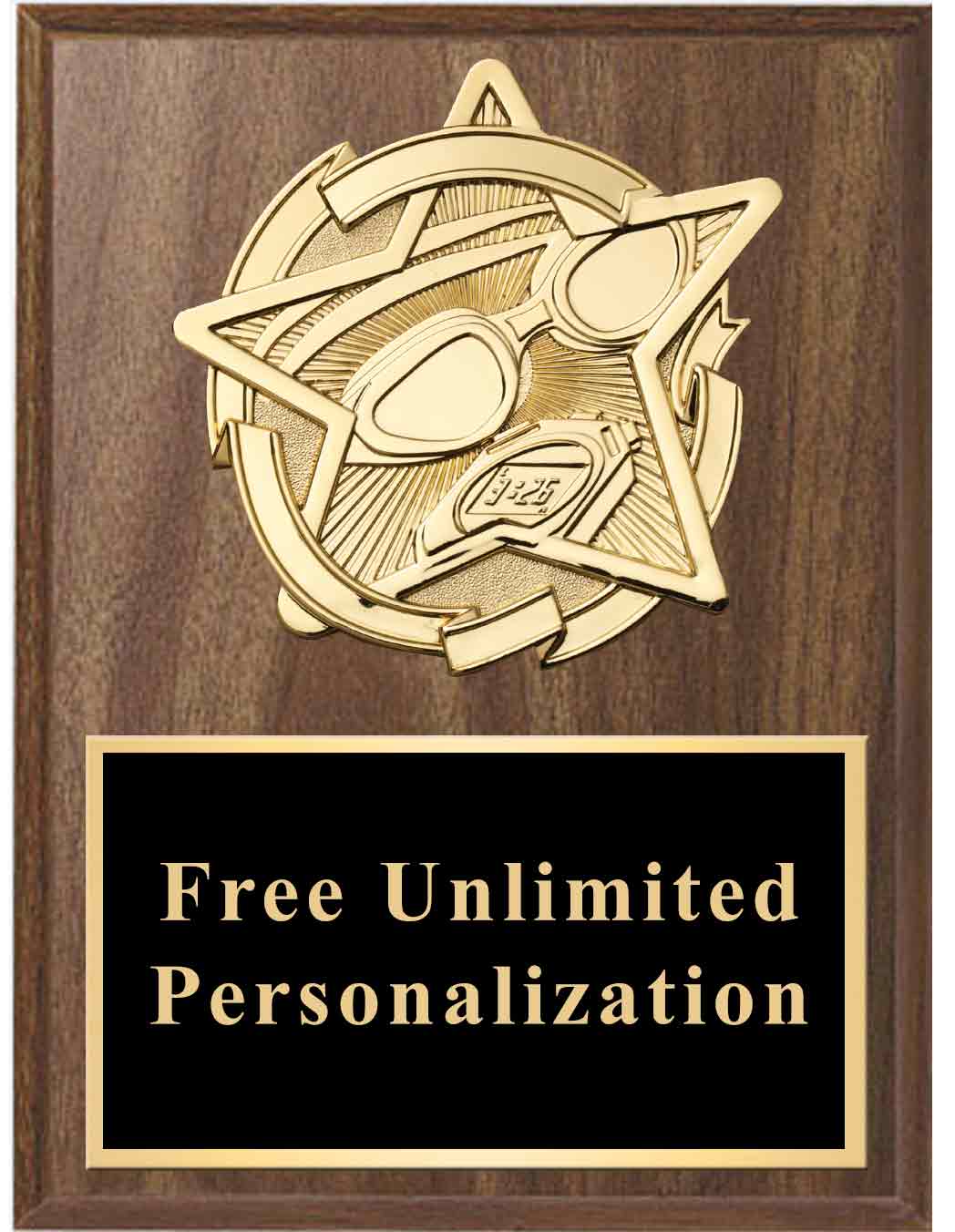 Walnut Gold Star Swimming Standout Plaque