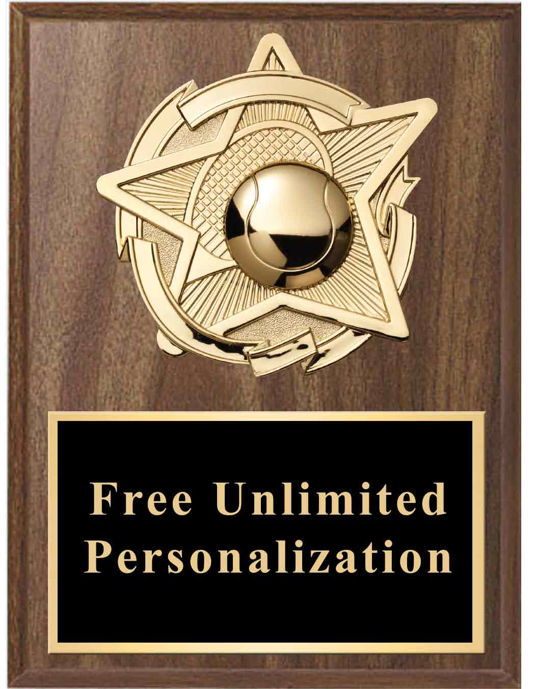 Walnut Gold Star Tennis Standout Plaque