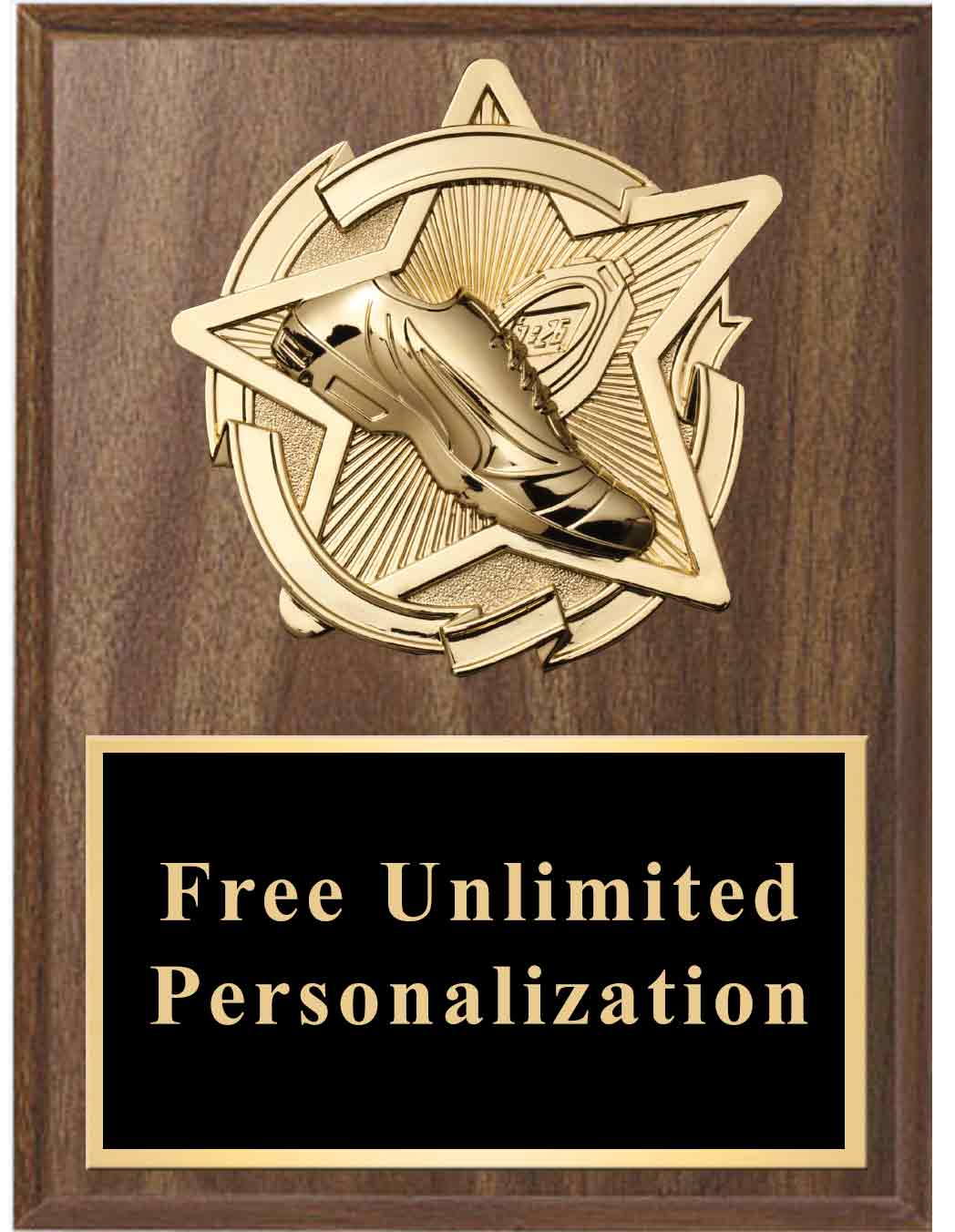 Walnut Gold Star Track Standout Plaque