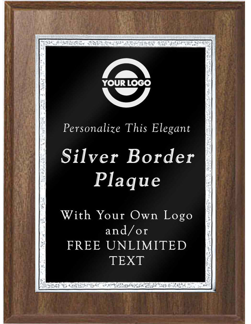 Walnut Classic Double Silver Border Plaque