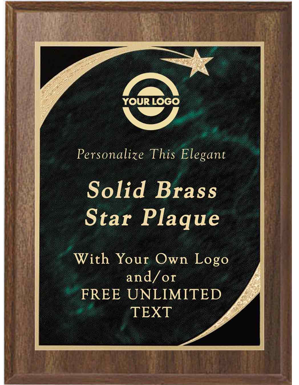 Walnut Premium Sweeping Star Plaque - Green