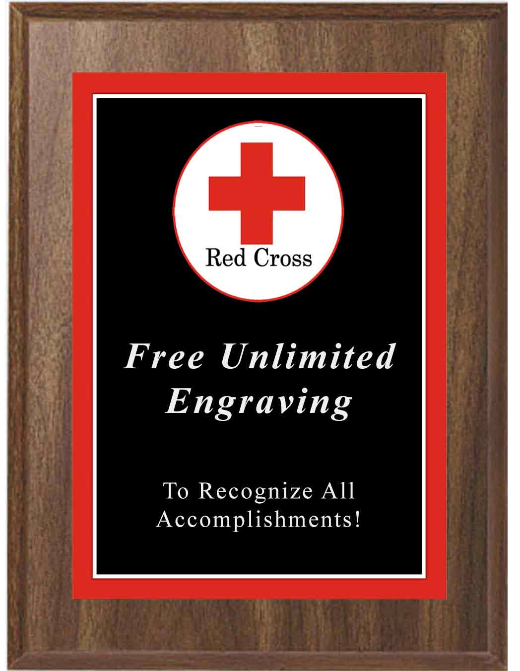 Walnut Sport Photo Red Cross Plaque