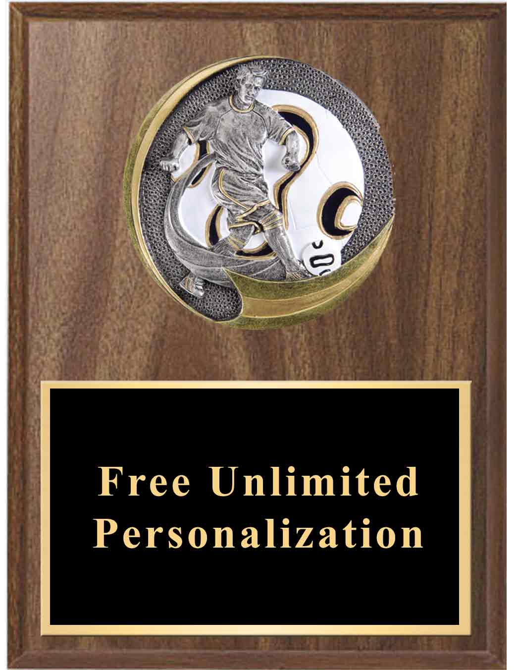 Walnut Motion Xtreme Soccer Plaque - Male