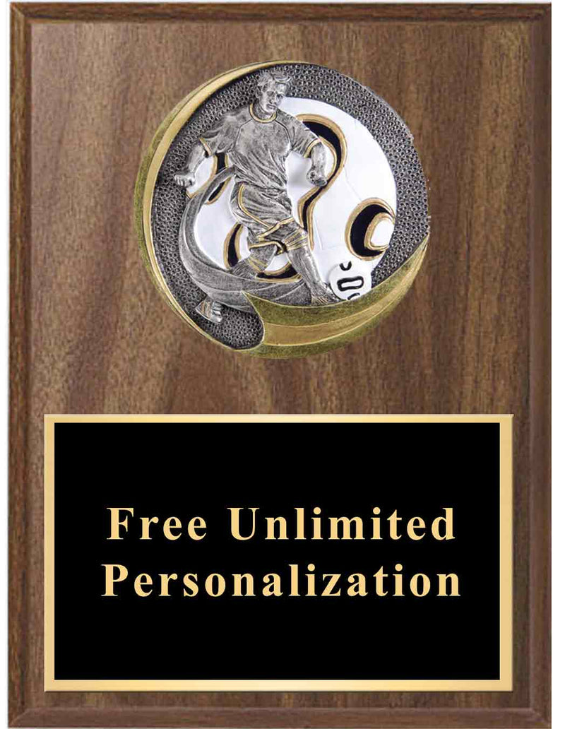 Walnut Motion Xtreme Soccer Plaque - Male