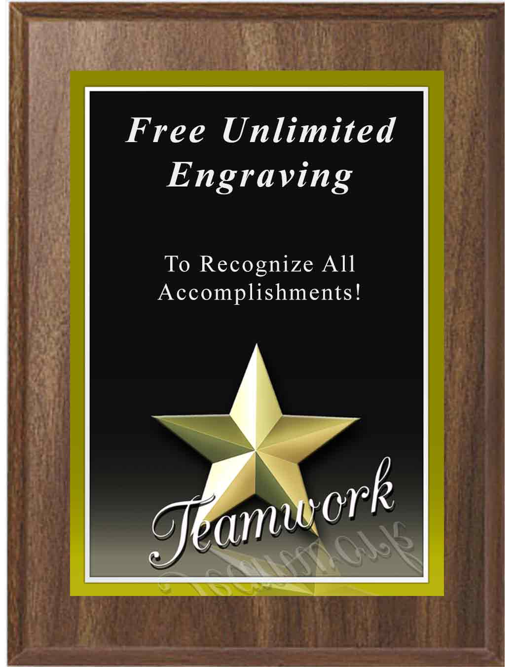 Walnut Sport Photo Teamwork Plaque