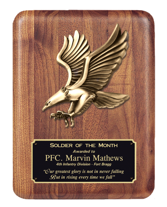 Metal Eagle Mount Walnut Plaque