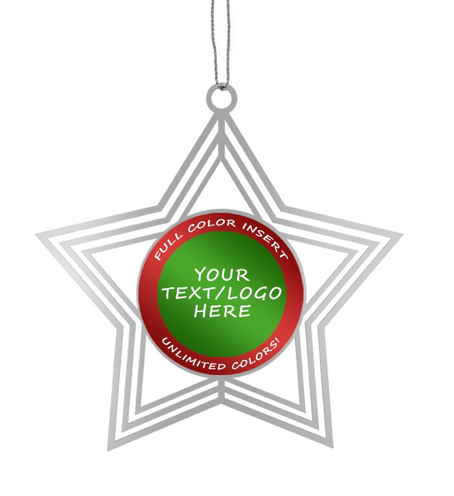 Custom Insert Silver Holiday Star Ornament