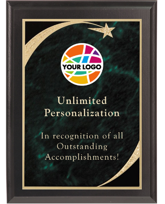 Color Printed Premium Sweeping Star Plaque - Green