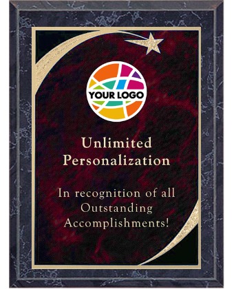 Color Printed Premium Sweeping Star Plaque - Red