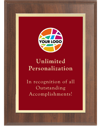 Color Printed Classic Gold Border Plaque - Red