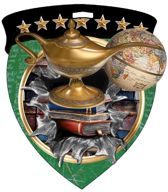 Lamp of Knowledge Color Shield Medal