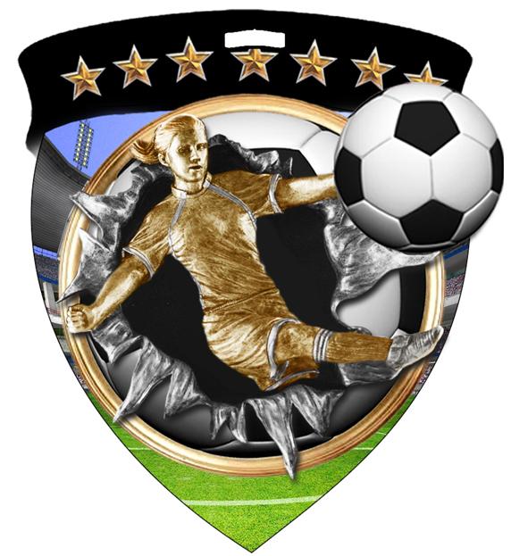 Female Soccer Color Shield Medal
