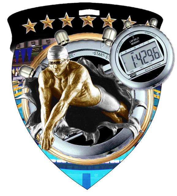 Male Swimming Color Shield Medal