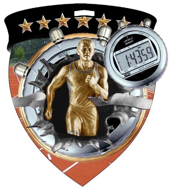 Male Track Color Shield Medal