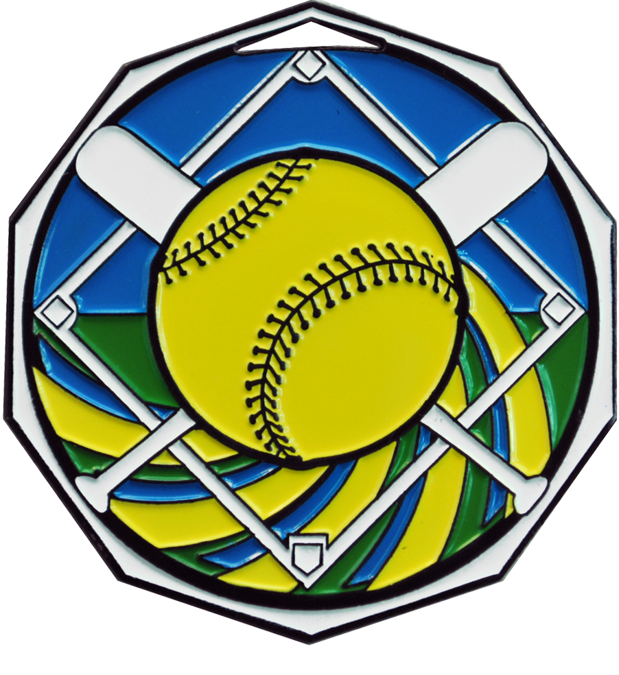 Bright Color Softball Medal