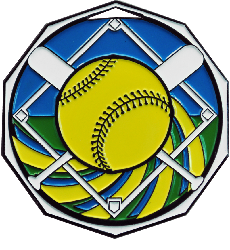 Bright Color Softball Medal