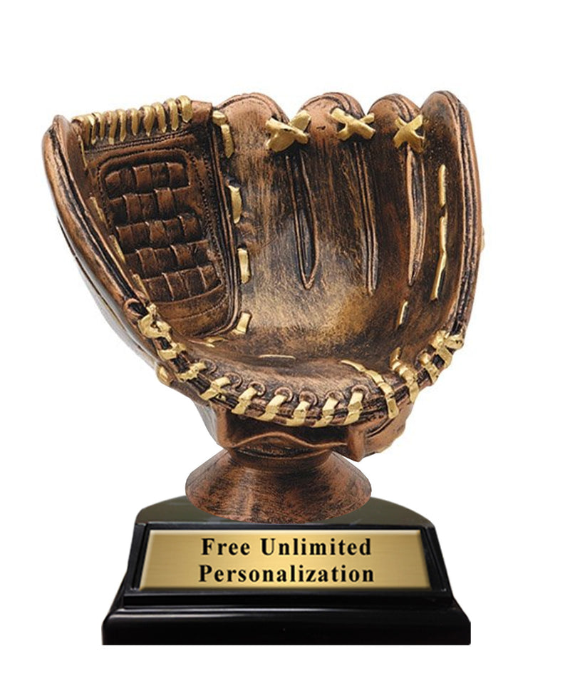 Gold Game Ball Baseball Glove Trophy