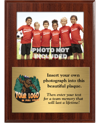 Color Printed Team Photo Award Plaque With Gold Plate