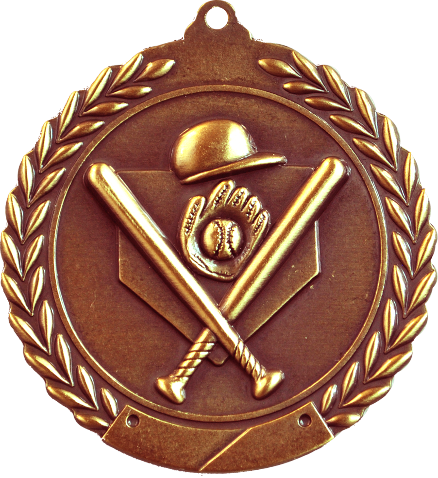 Bronze 2.75" Wreath Baseball Medal