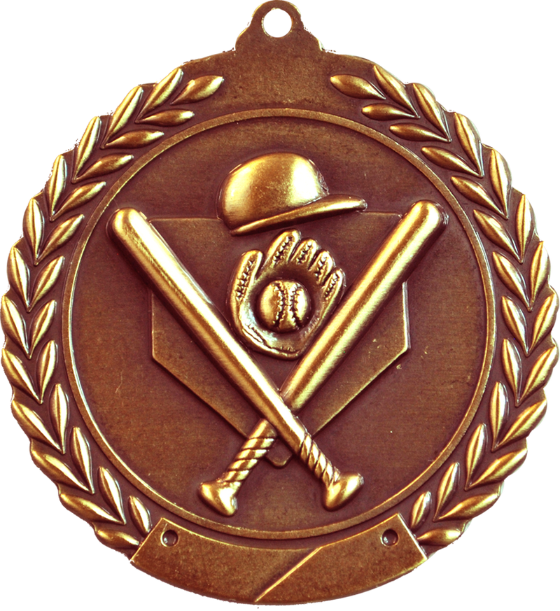 Bronze 2.75" Wreath Baseball Medal