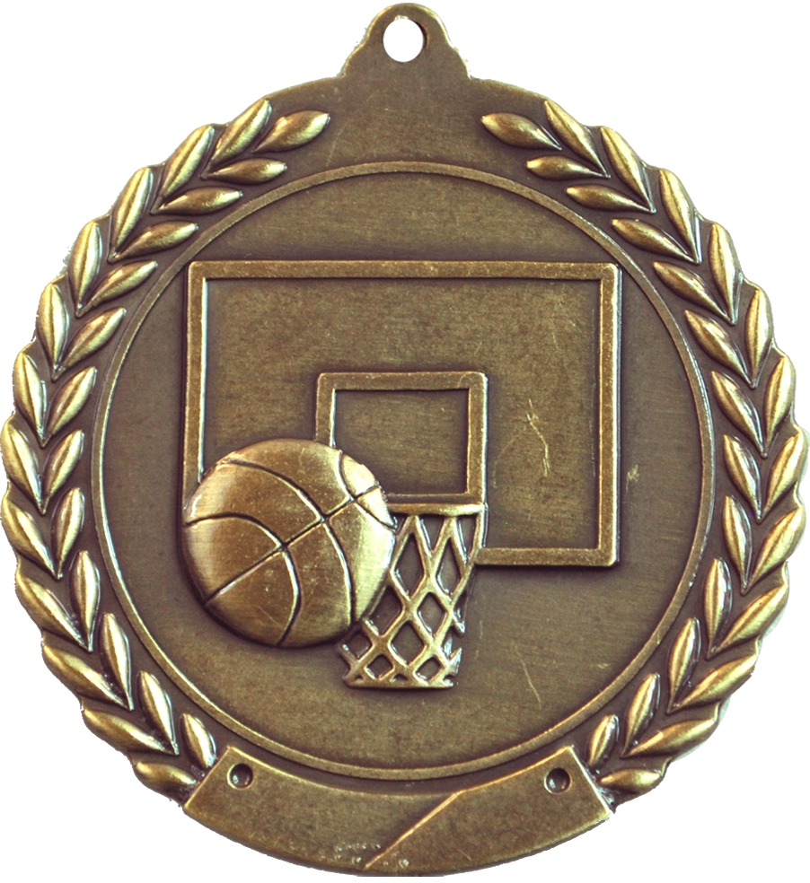 Gold 2.75" Wreath Basketball Medal