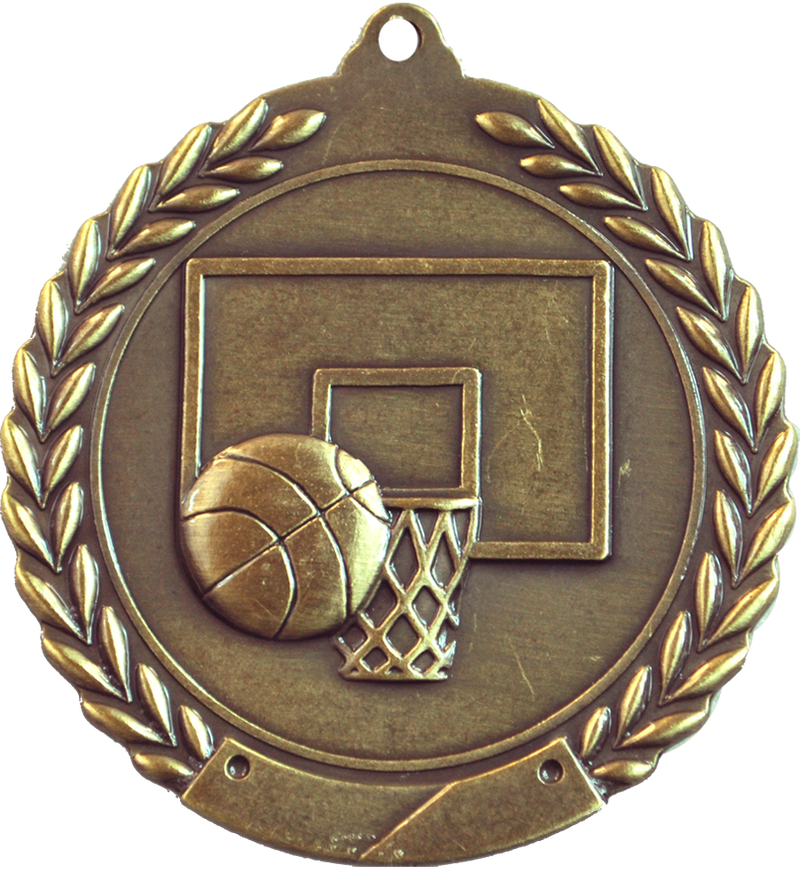 Gold 2.75" Wreath Basketball Medal