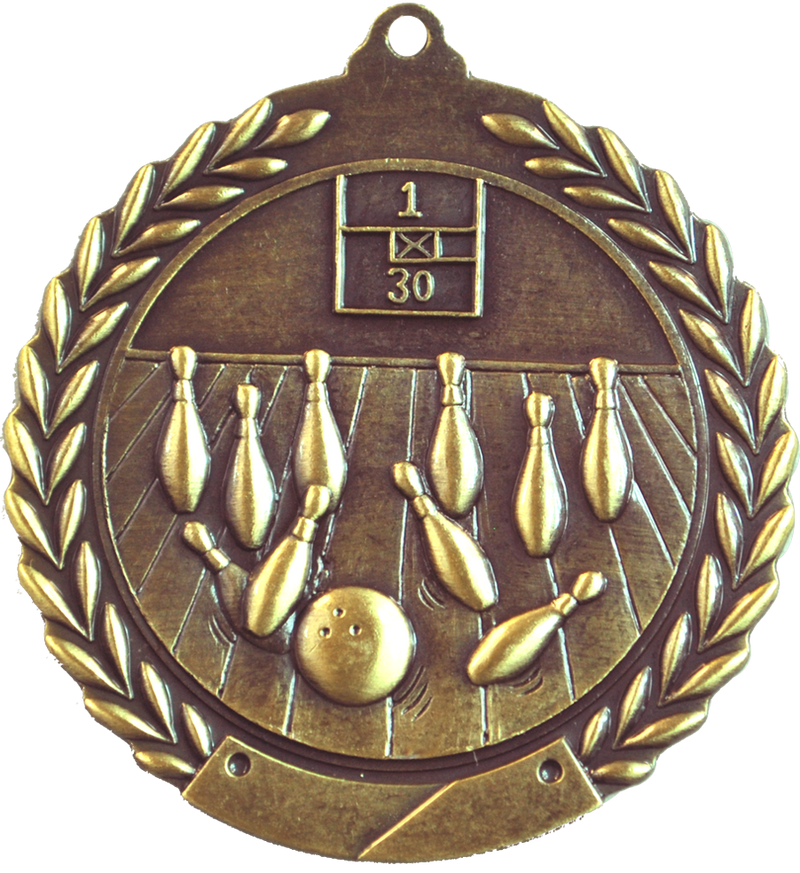 Gold 2.75" Wreath Bowling Medal