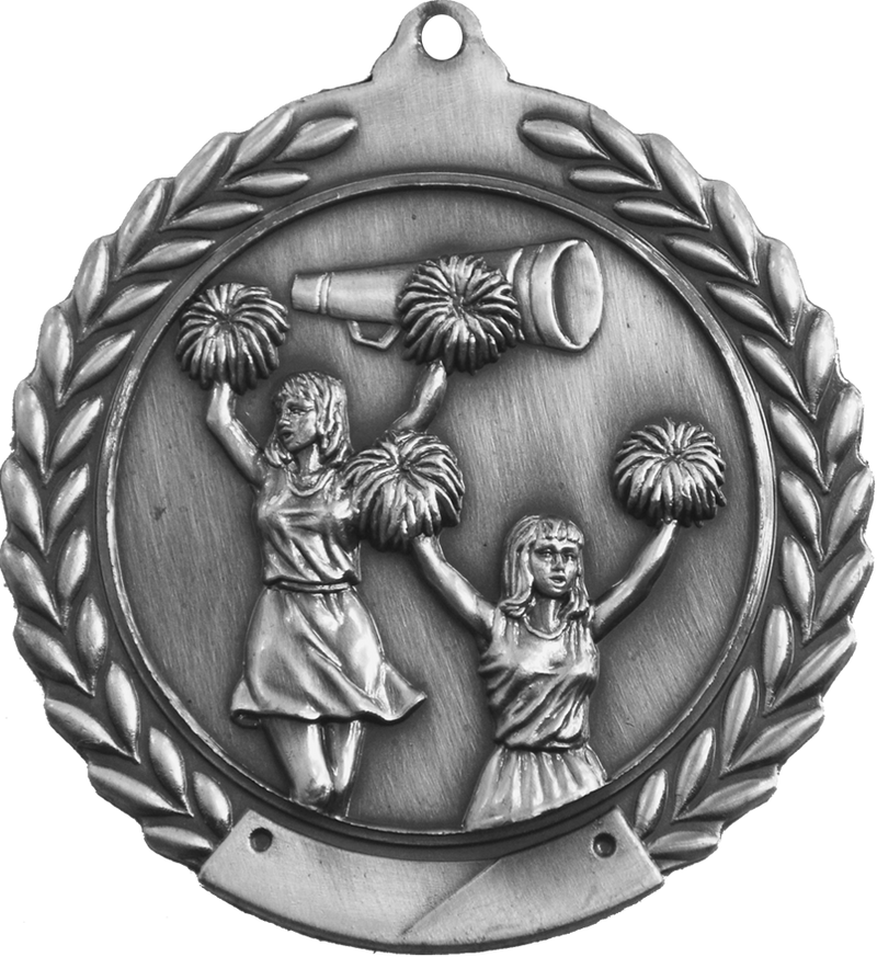Silver 2.75" Wreath Cheerleading Medal