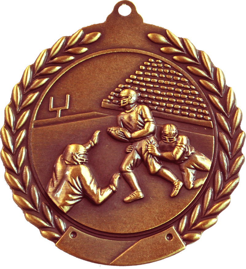 Bronze 2.75" Wreath Football Medal