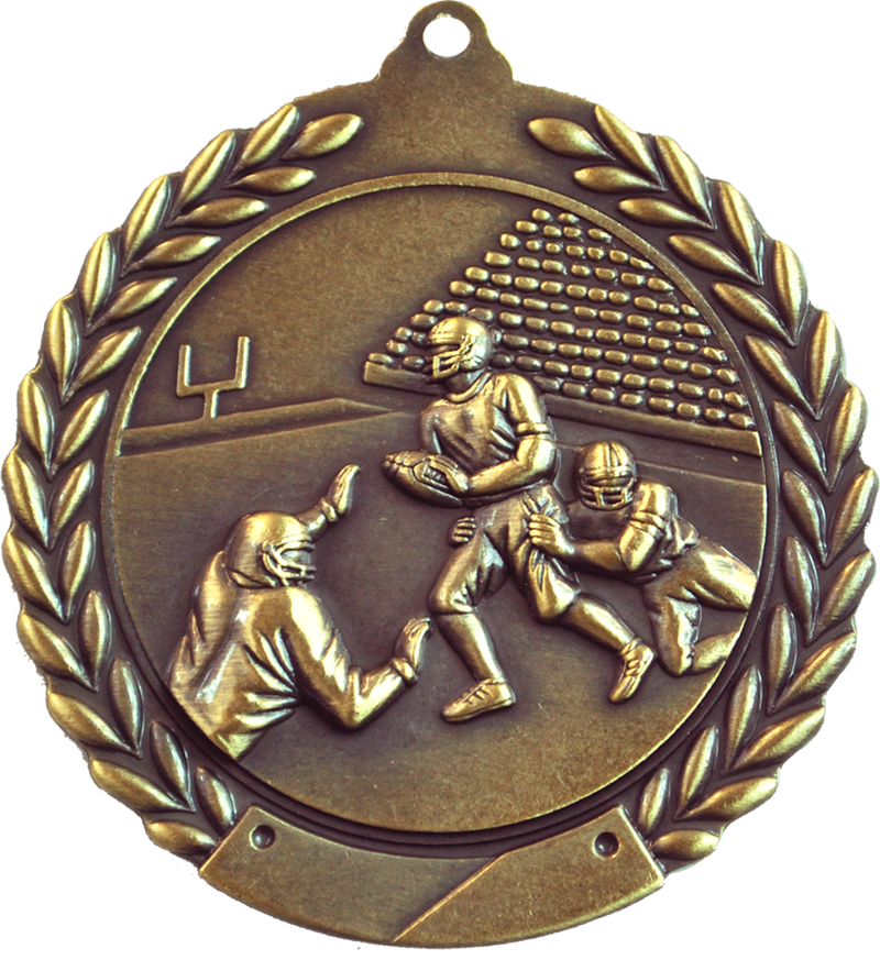 Gold 2.75" Wreath Football Medal