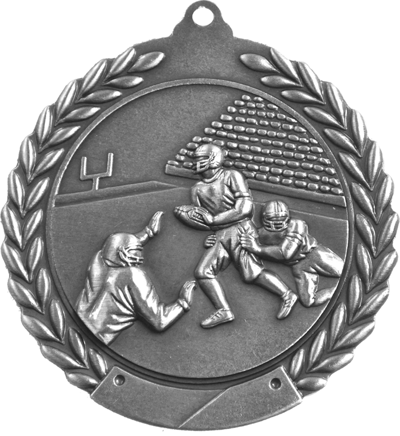 Silver 2.75" Wreath Football Medal