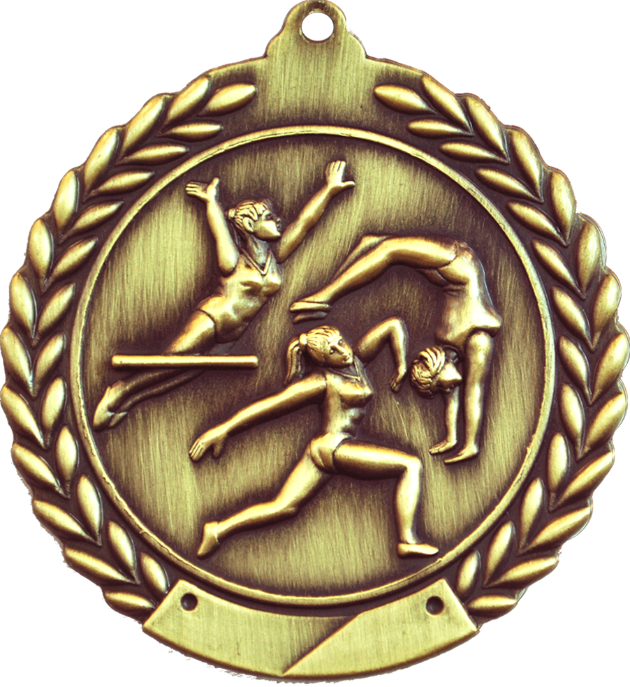 Gold 2.75" Wreath Female Gymnastics Medal