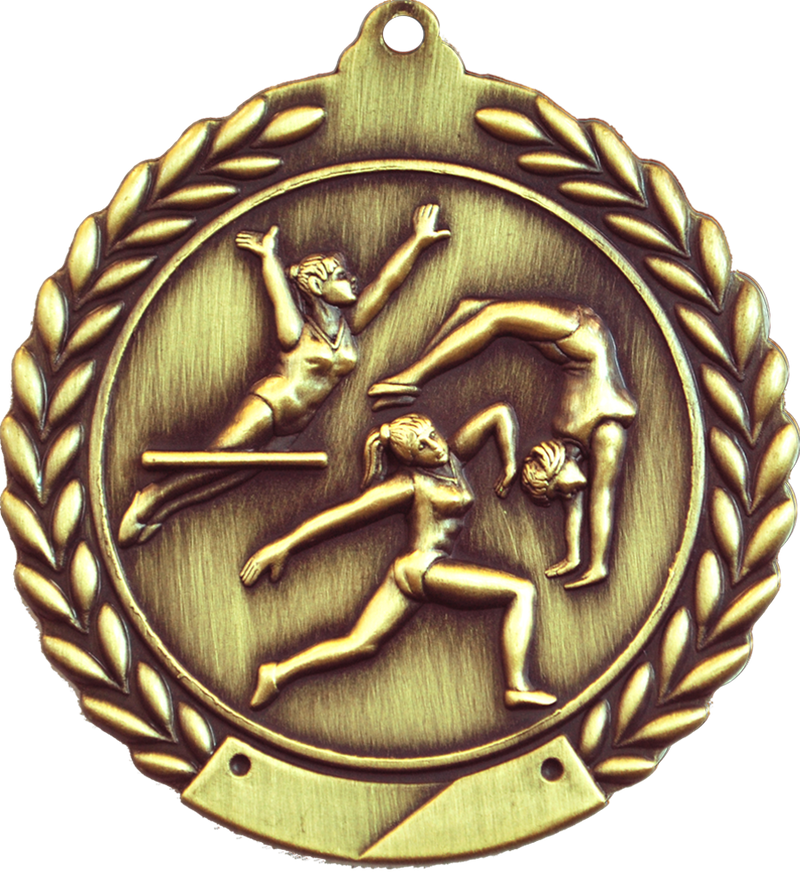 Gold 2.75" Wreath Female Gymnastics Medal